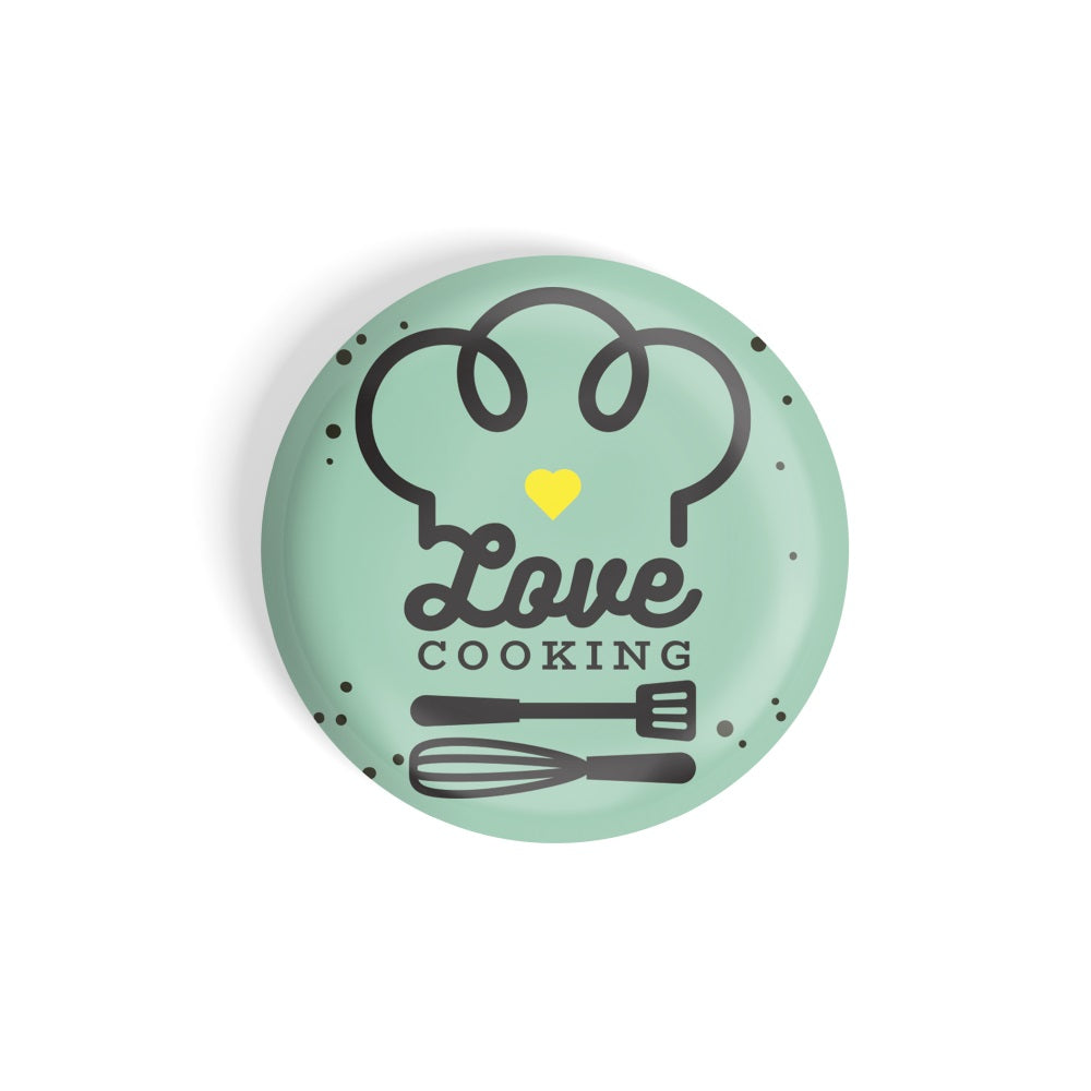 dhcrafts Round Fridge Magnet Green Food Lovers Love Cooking D1 Glossy Finish Design Pack of 1 (75 mm)